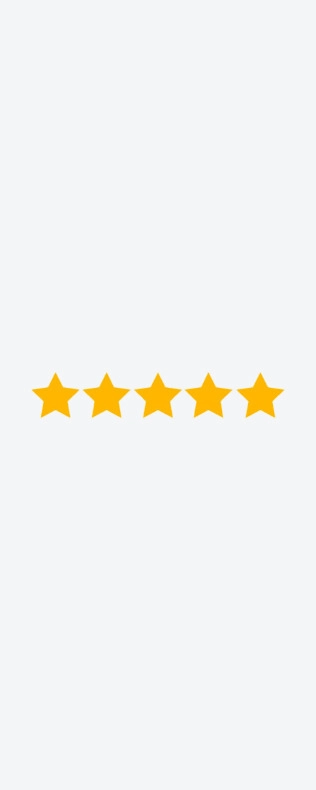 Five yellow stars on a white background representing a five-star customer rating